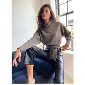 Aritzia Wilfred Lorin Sweater Tie Front Mock Neck Wool
